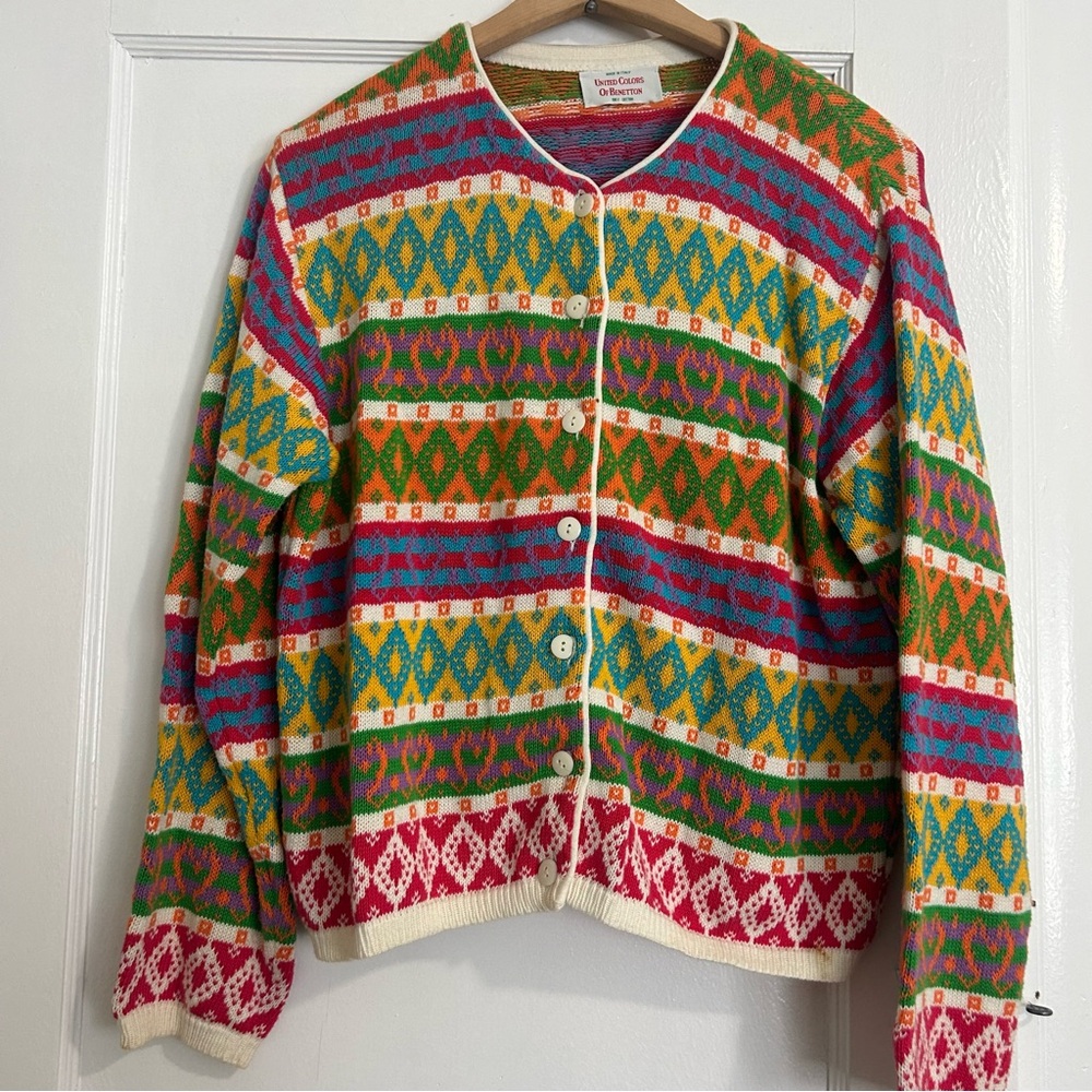 United Colors of Benetton Vintage Colorful Cardigan